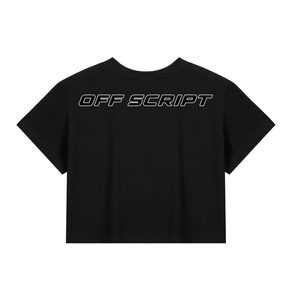Off Script women’s cropped T-shirt in black – back