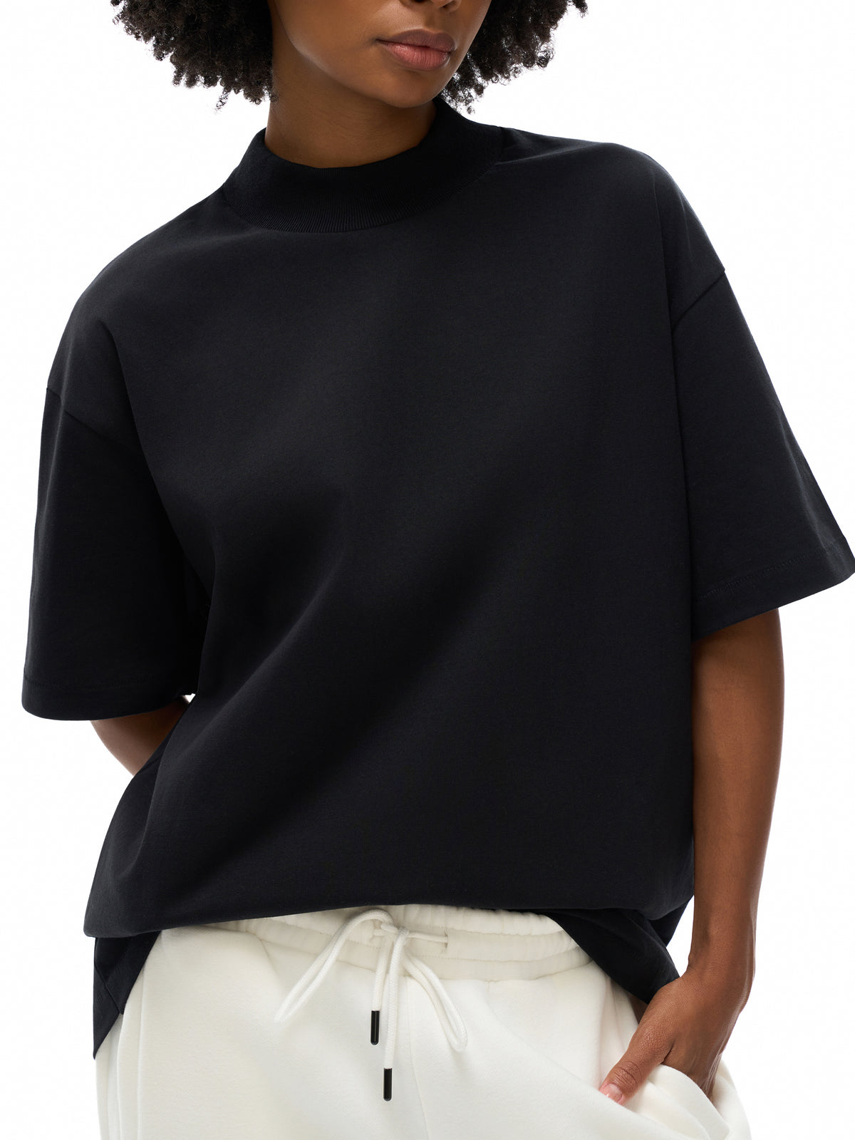 Off Script Essential Cotton T-Shirt on female model back three-quarter view