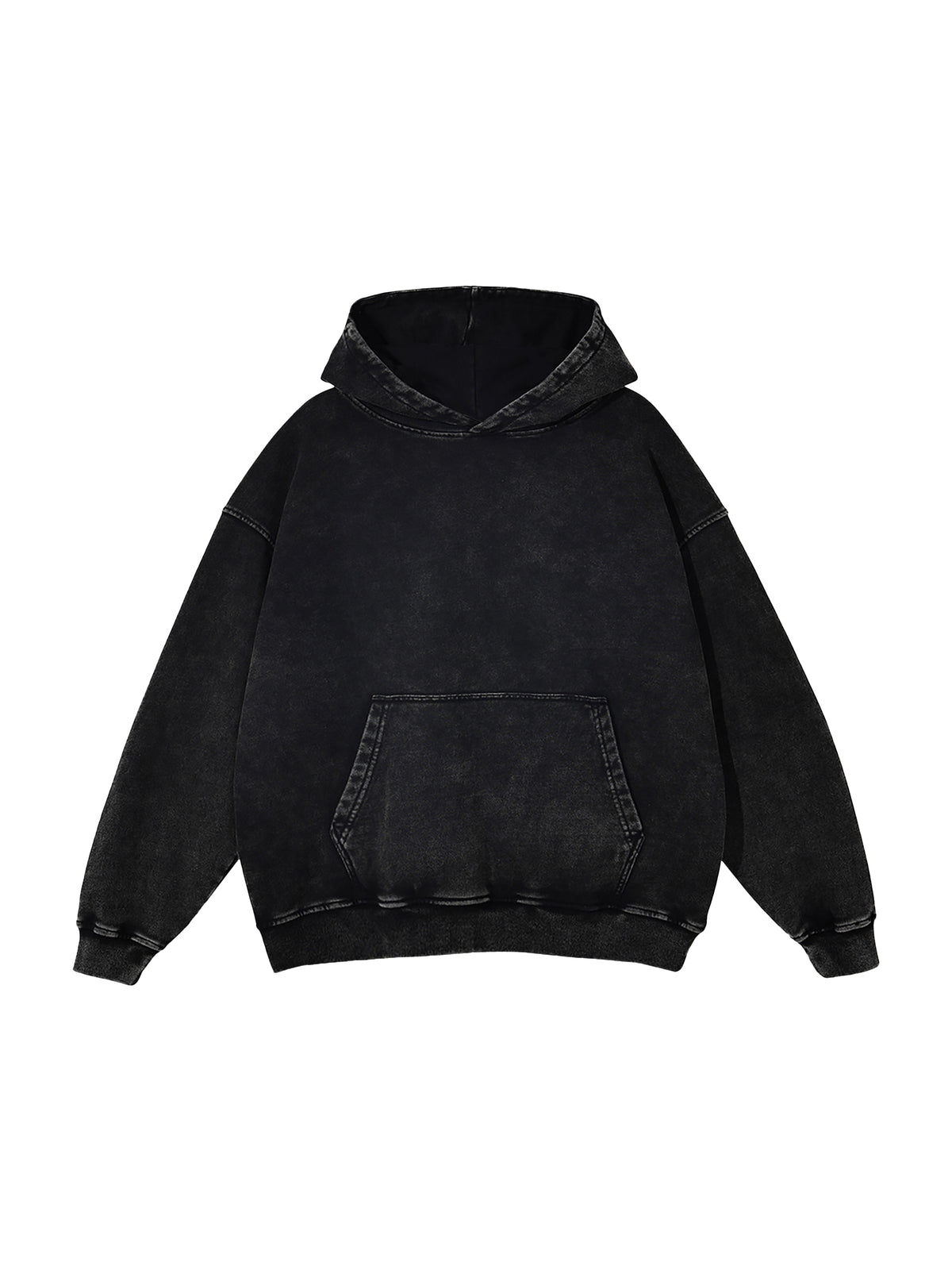 Off Script snow-washed oversized cotton hoodie, Black Beauty front