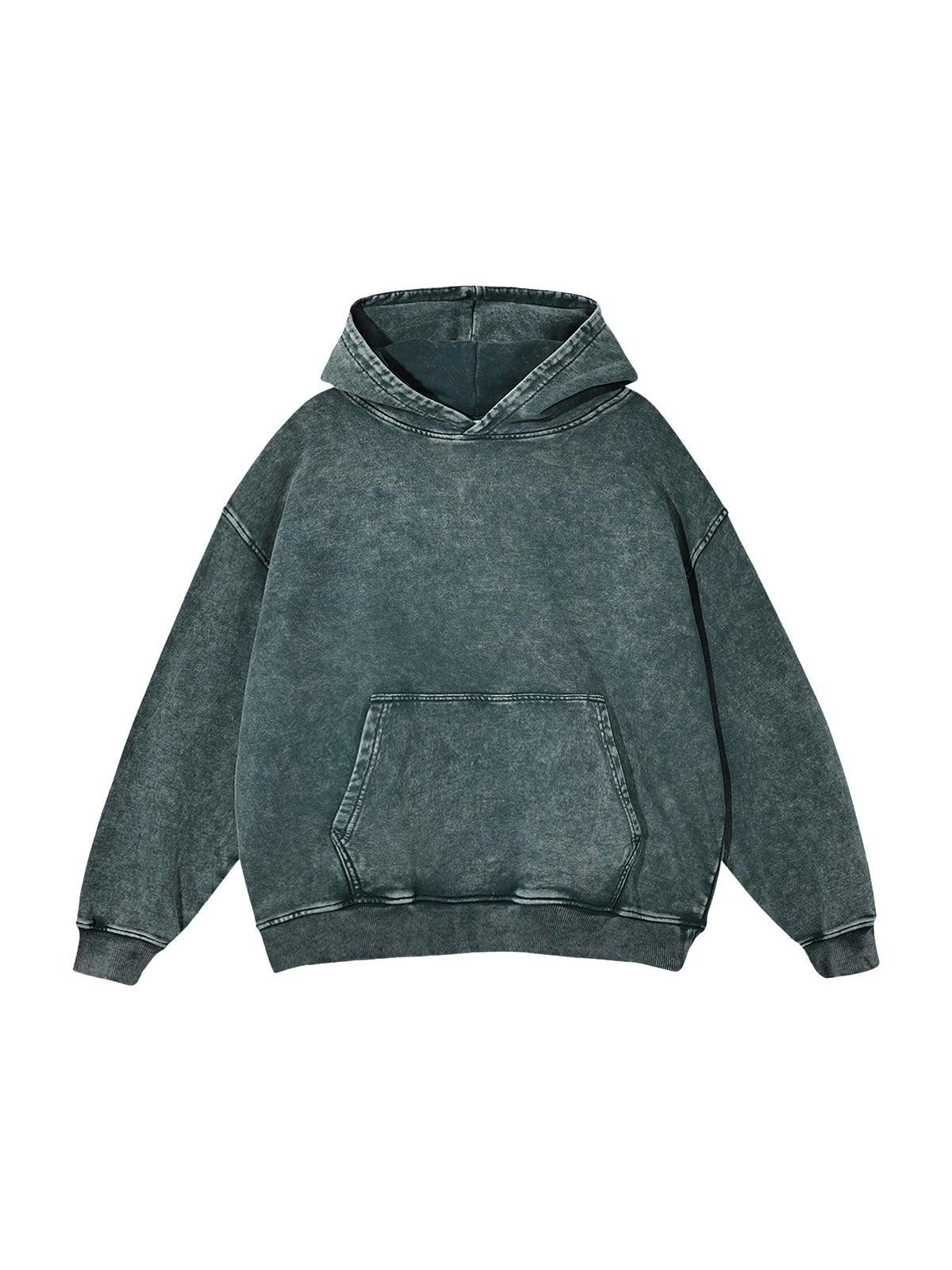Off Script snow-washed oversized cotton hoodie, Dark Green front