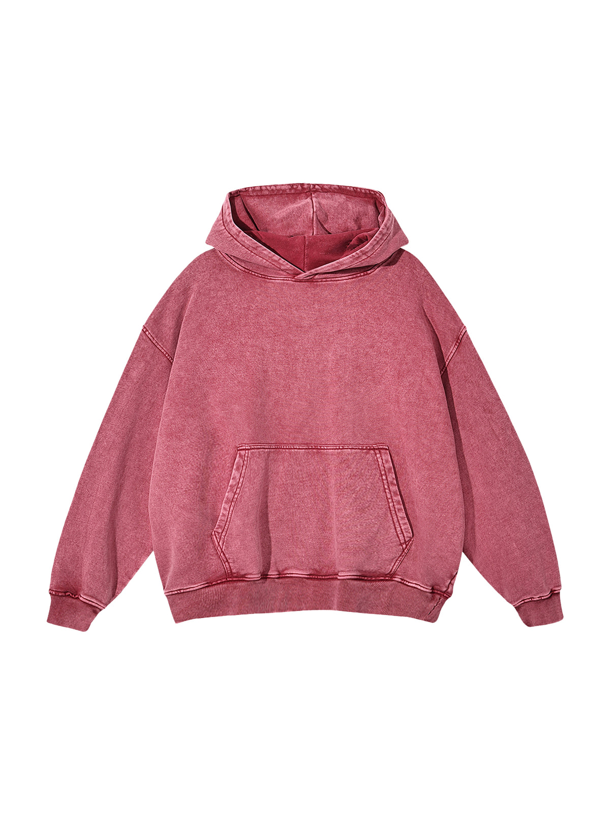 Off Script snow-washed oversized cotton hoodie, Dark Red front