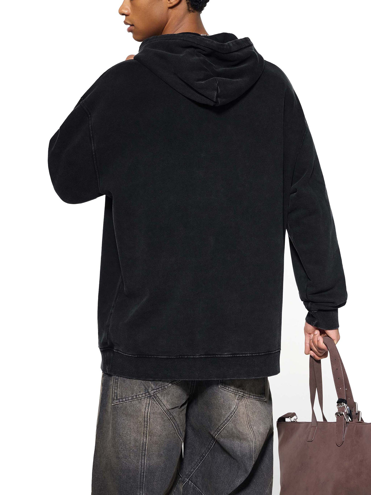 Off Script snow-washed oversized cotton hoodie, model view 6