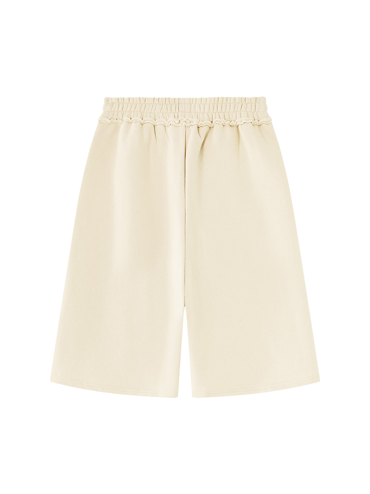 Off Script Unisex Raw Edge Fleece Shorts Apricot back view