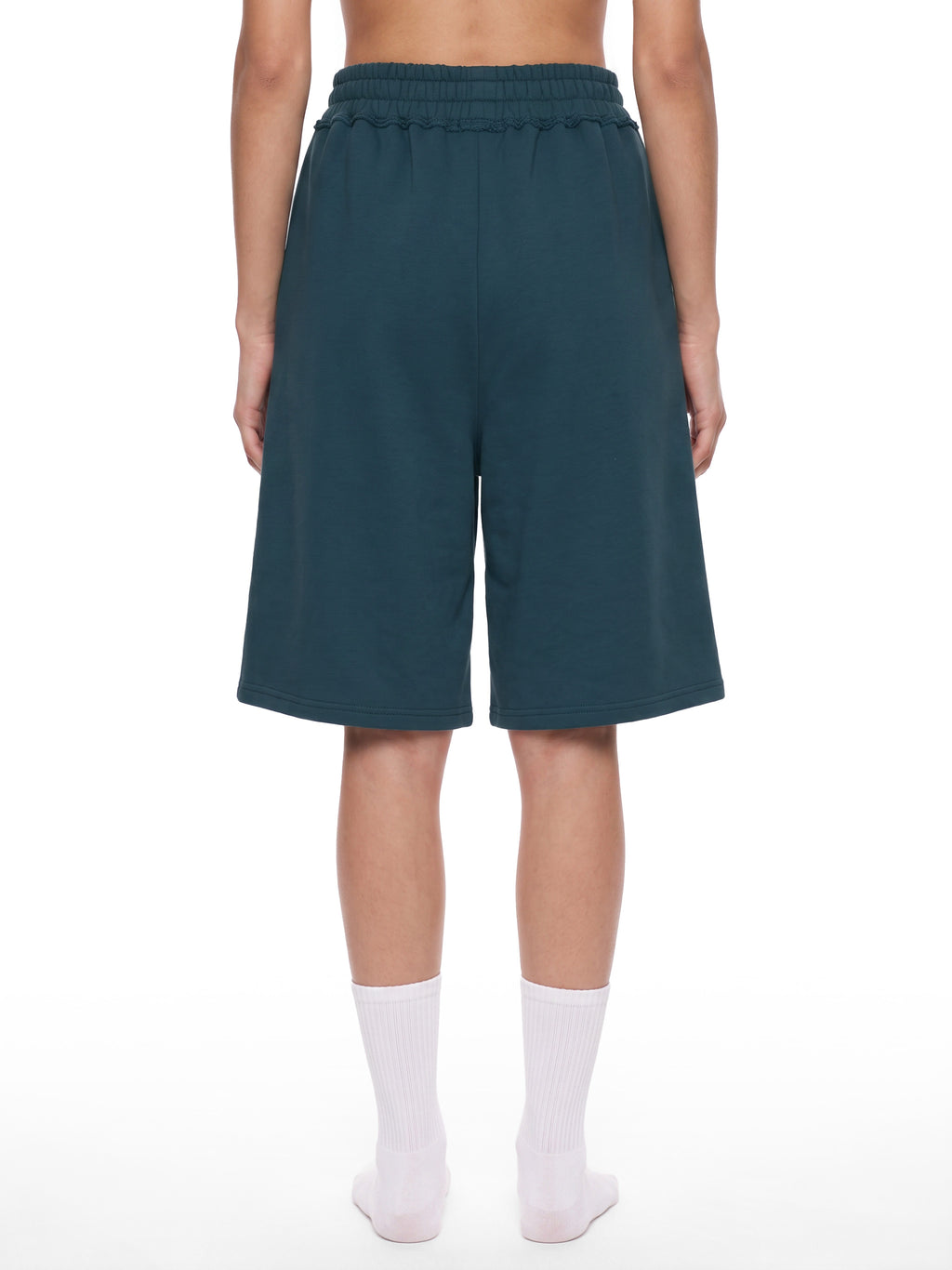 Off Script Unisex Raw Edge Fleece Shorts model view 11