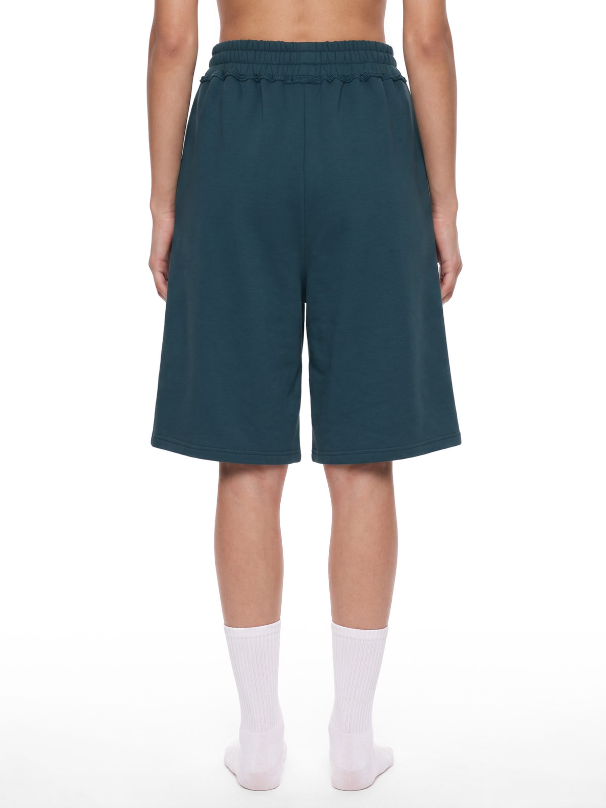 Off Script Unisex Raw Edge Fleece Shorts model view 11