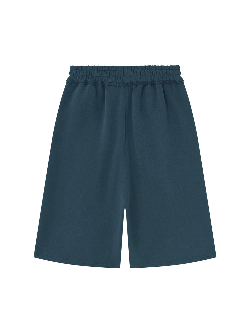 Off Script Unisex Raw Edge Fleece Shorts Navy Blue back view