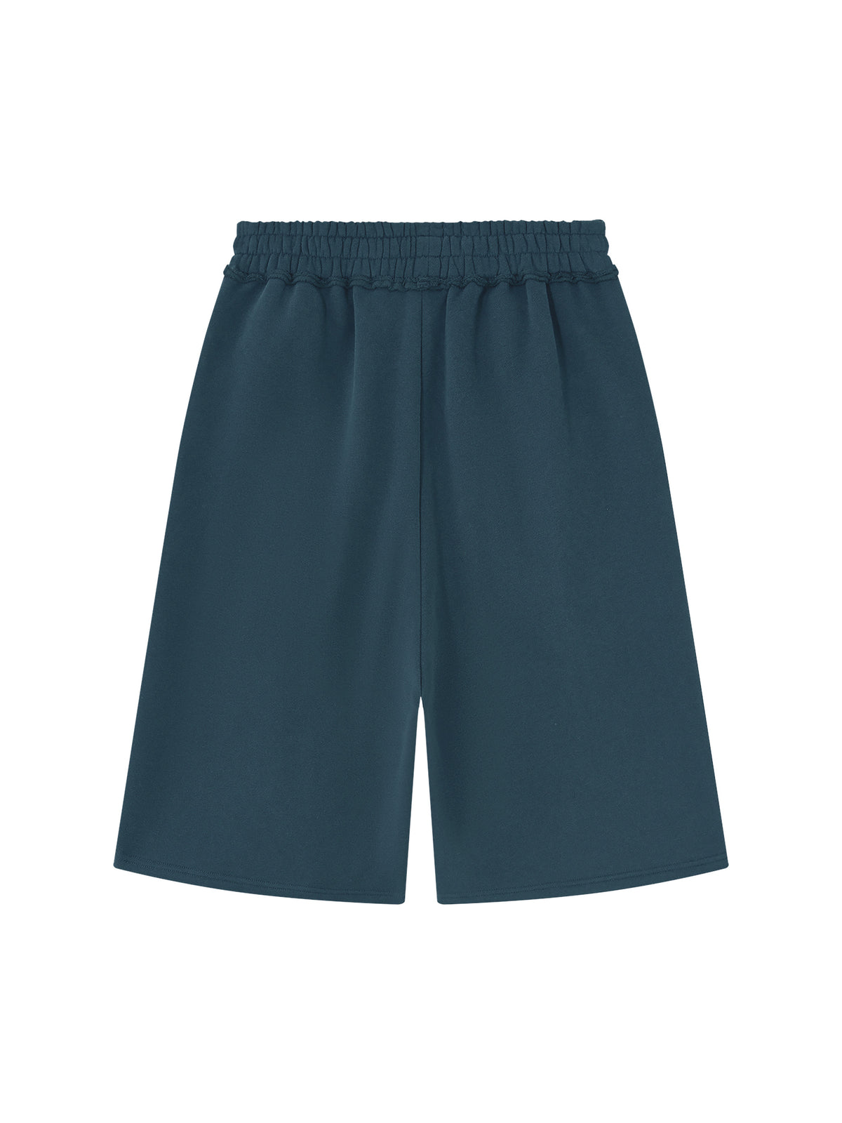 Off Script Unisex Raw Edge Fleece Shorts Navy Blue back view