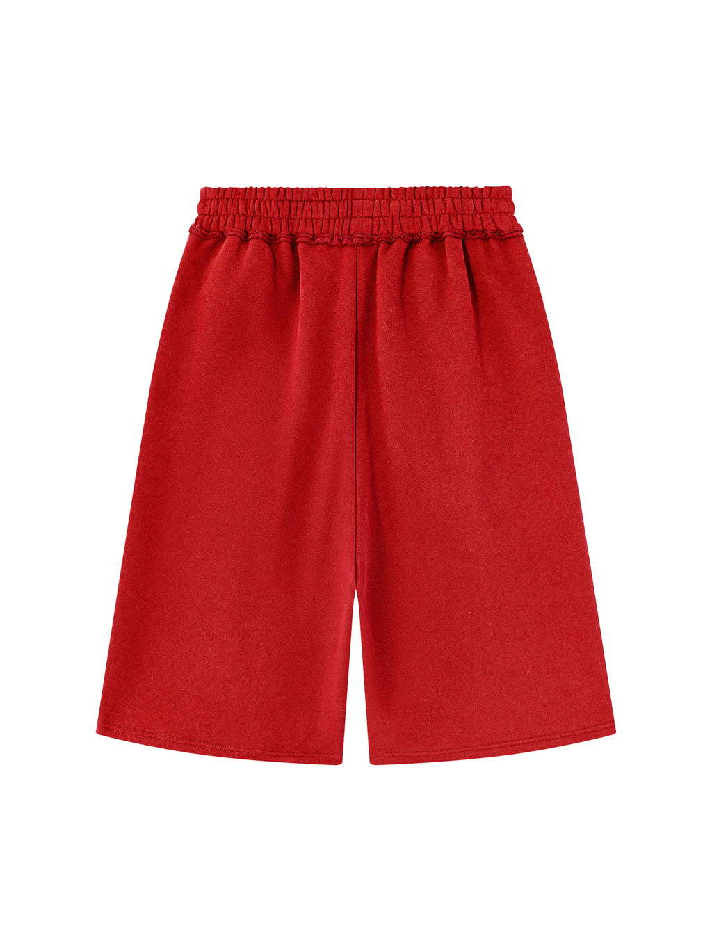 Off Script Unisex Raw Edge Fleece Shorts Red back view