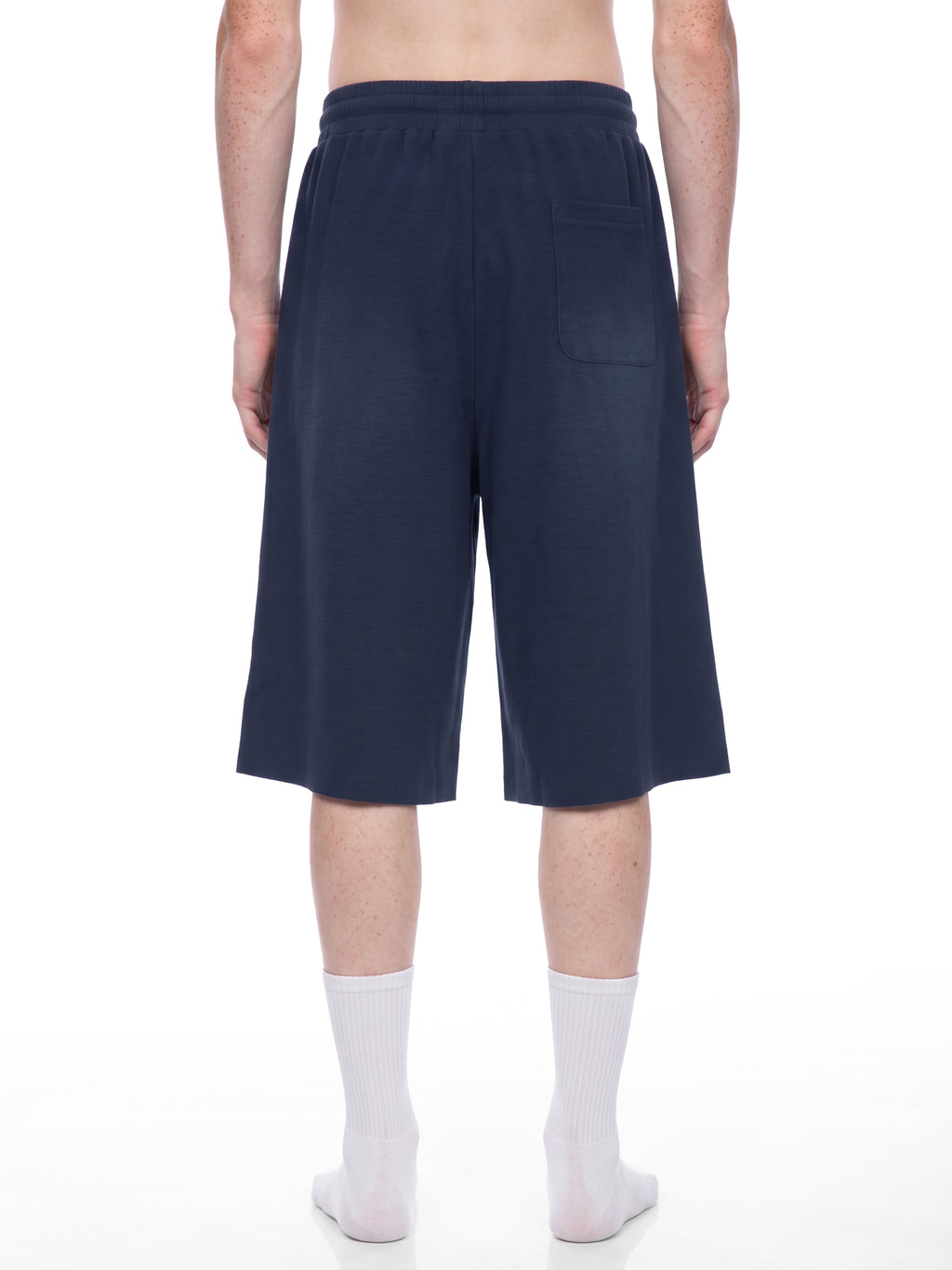 Off Script Unisex Sunfade Raw Edge Shorts model back view