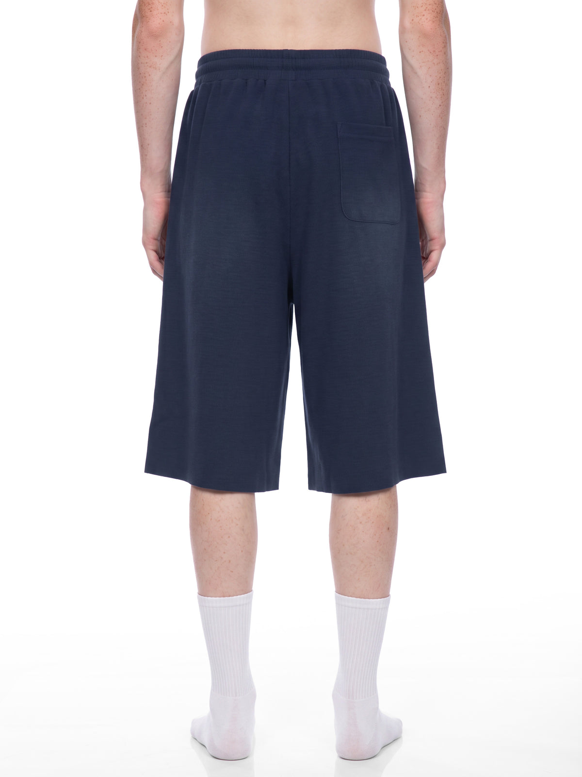 Off Script Unisex Sunfade Raw Edge Shorts model back view