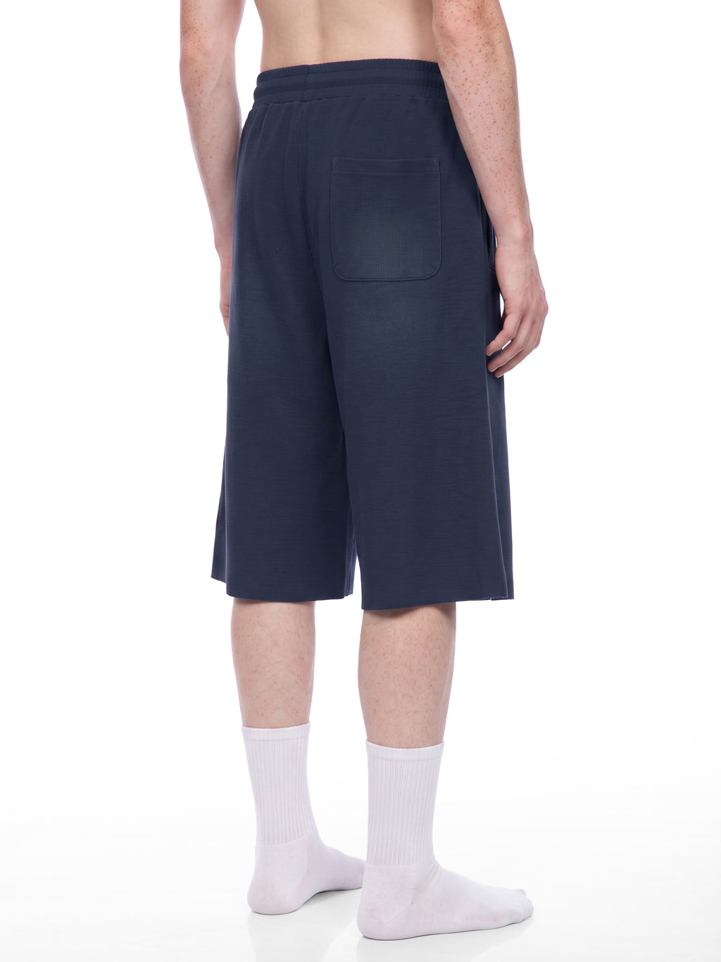 Off Script Unisex Sunfade Raw Edge Shorts model detail view