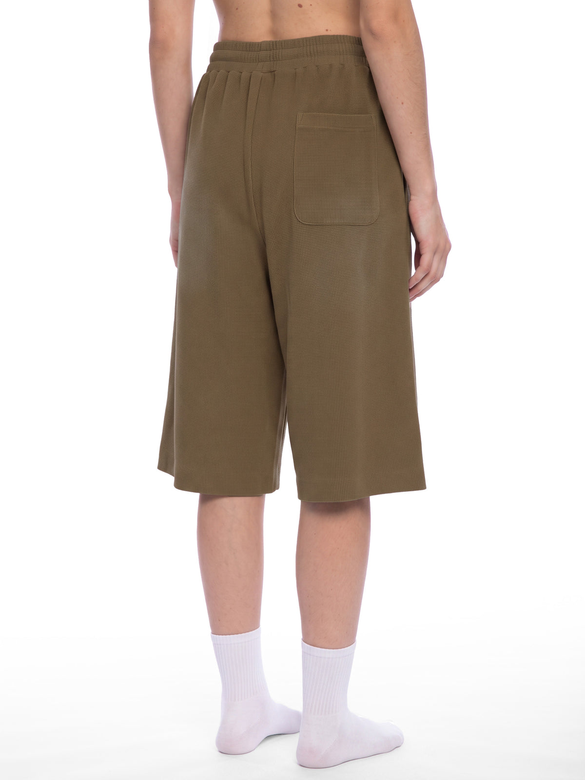 Off Script Unisex Sunfade Raw Edge Shorts Coffee model view