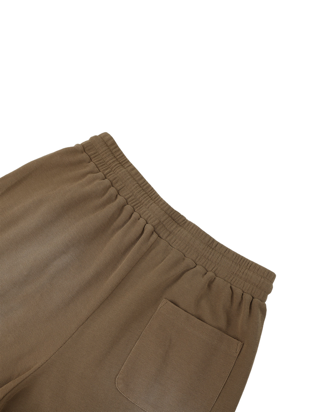 Off Script Unisex Sunfade Raw Edge Shorts Coffee waist detail