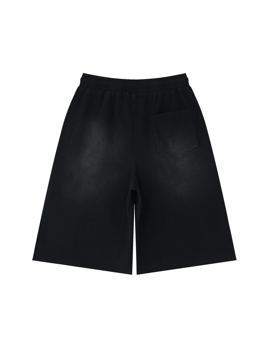 Off Script Unisex Sunfade Raw Edge Shorts Black back view