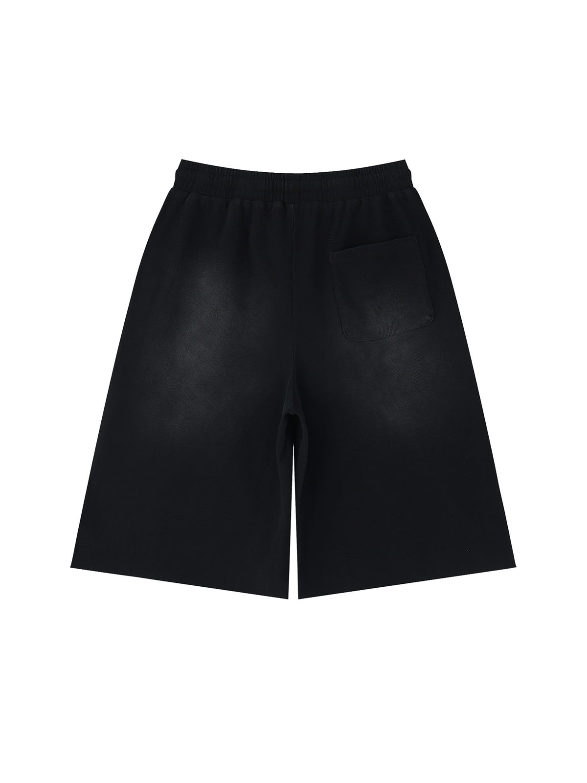 Off Script Unisex Sunfade Raw Edge Shorts Black back view