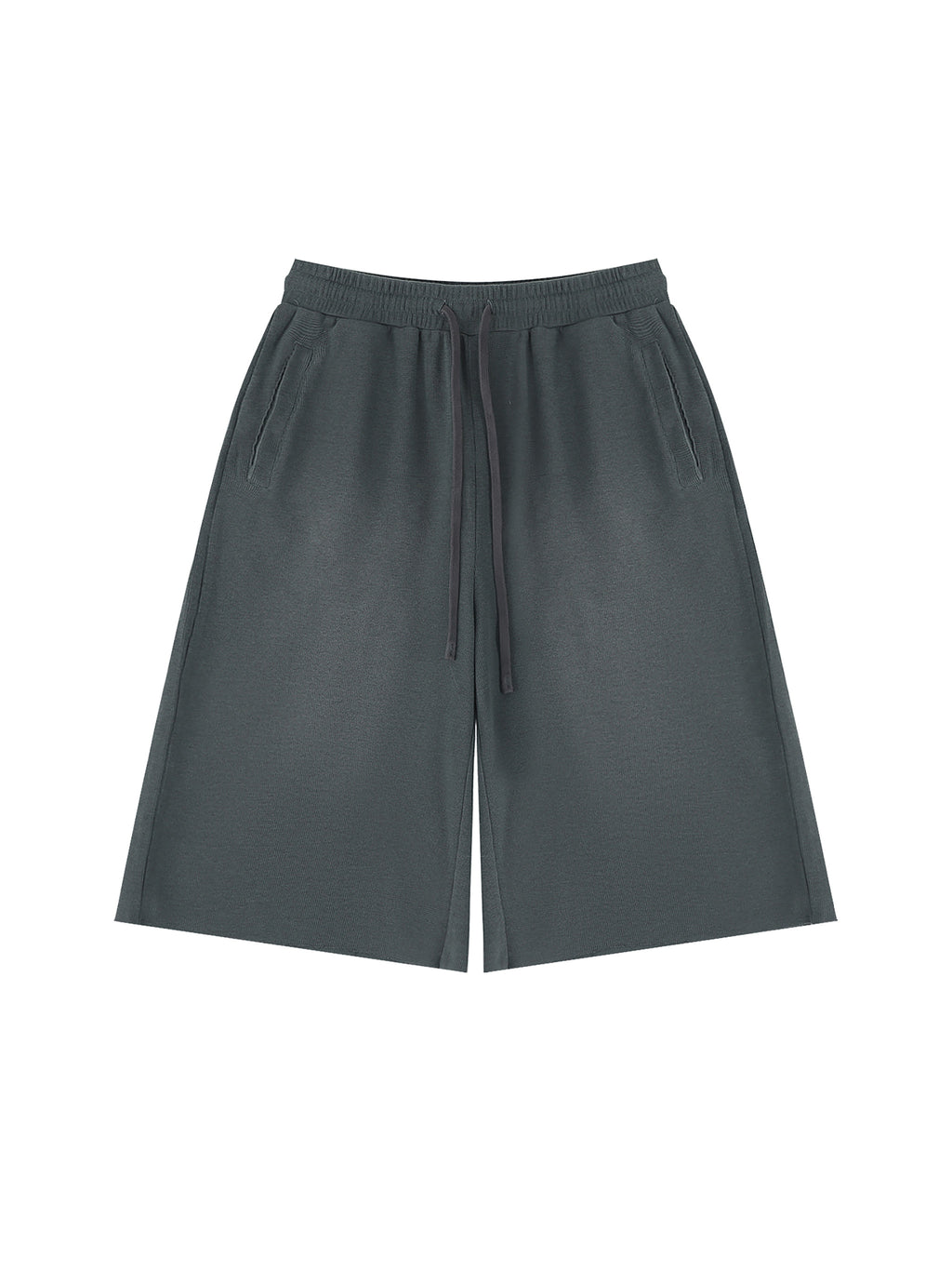 Off Script Unisex Sunfade Raw Edge Shorts Gray front view