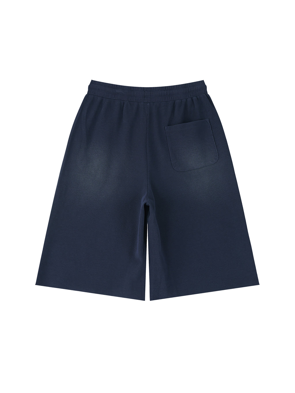Off Script Unisex Sunfade Raw Edge Shorts Navy Blue back view