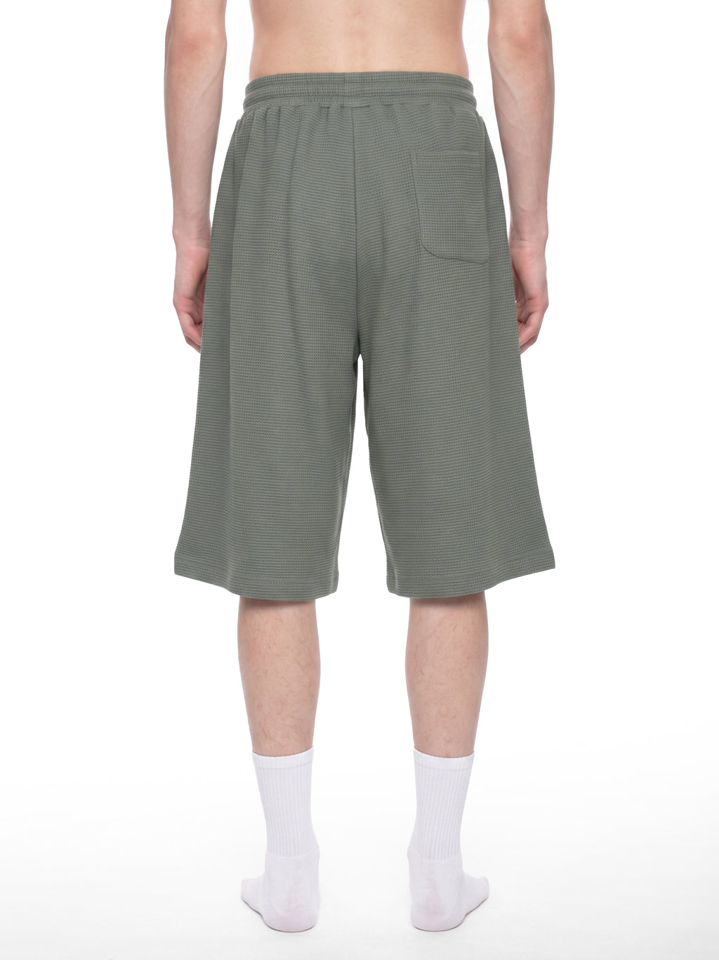 Off Script Unisex Waffle Shorts model back view
