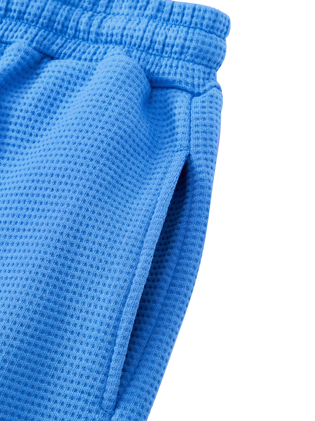Off Script Unisex Waffle Shorts Colourful Blue pocket detail