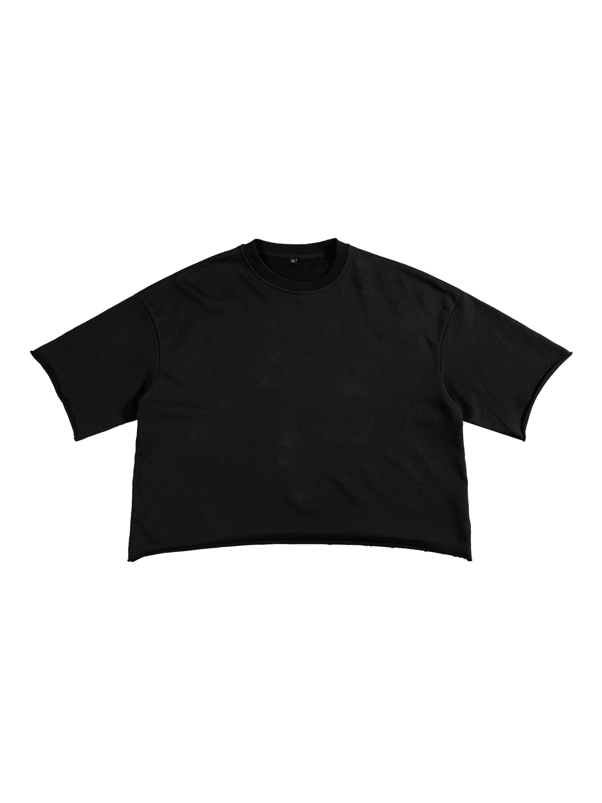 Black Unisex French Terry Raw-Edge T-Shirt front view