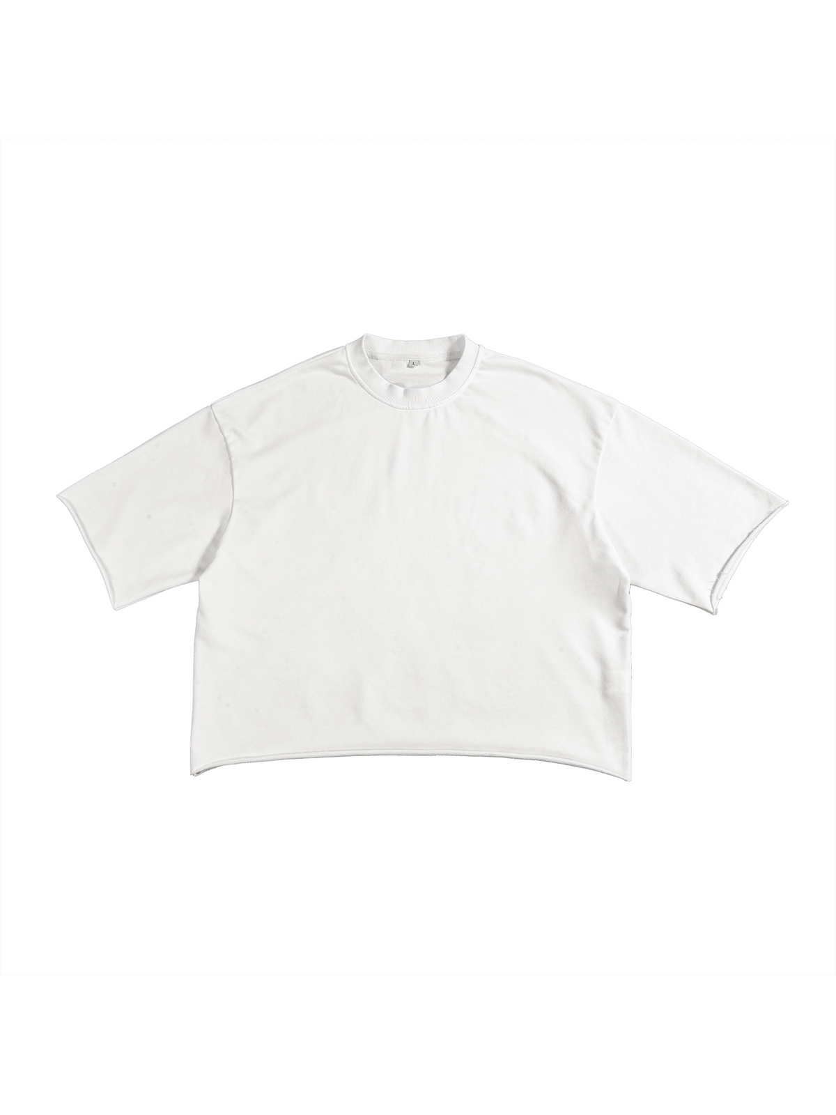 White Unisex French Terry Raw-Edge T-Shirt front view