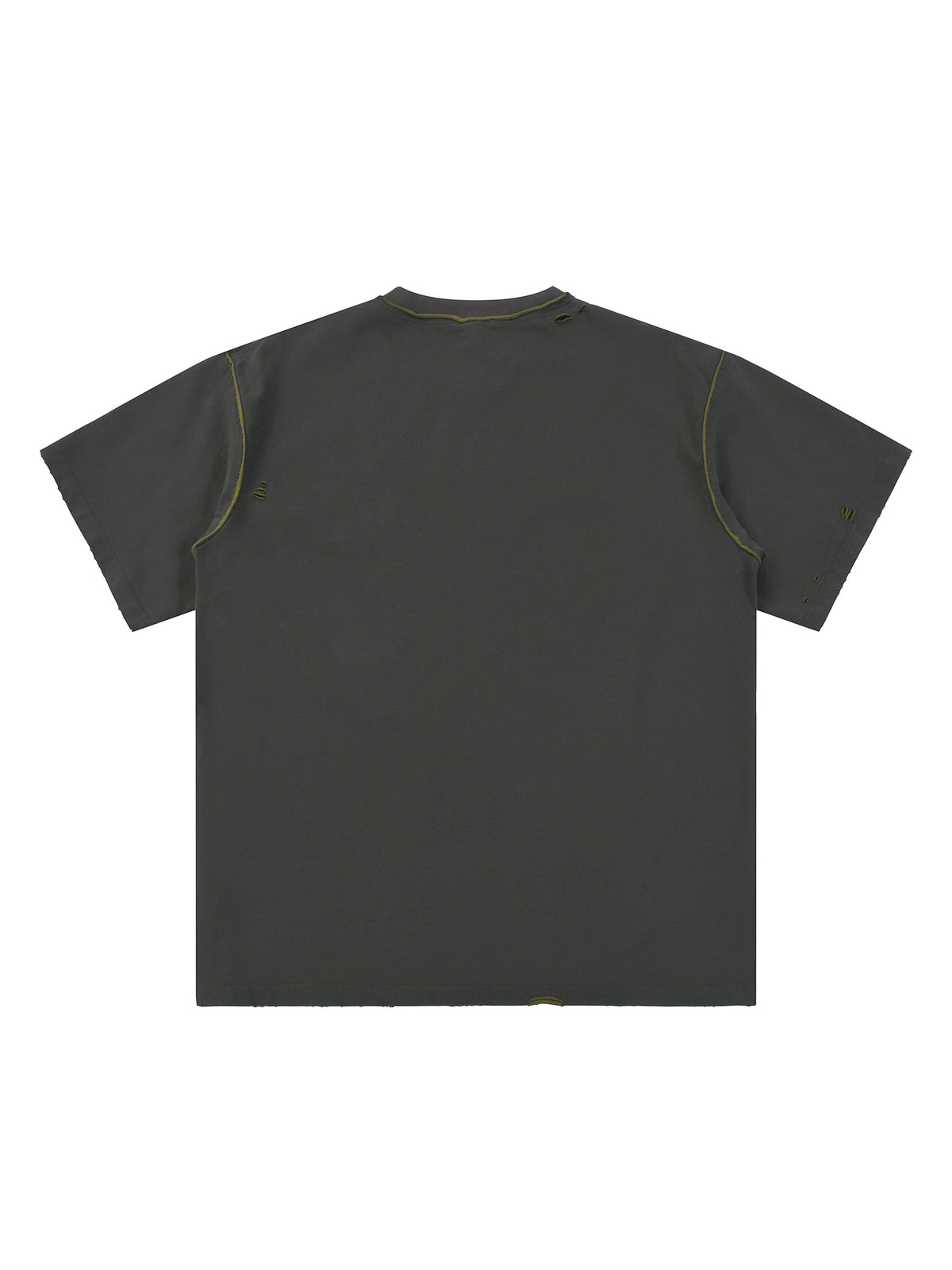 Dark Grey with Army Green Unisex Hand-Frayed Reversible T-Shirt back view