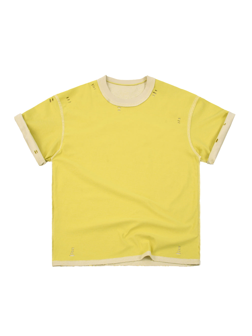 Light Apricot with Yellow Unisex Hand-Frayed Reversible T-Shirt reversed Yellow view