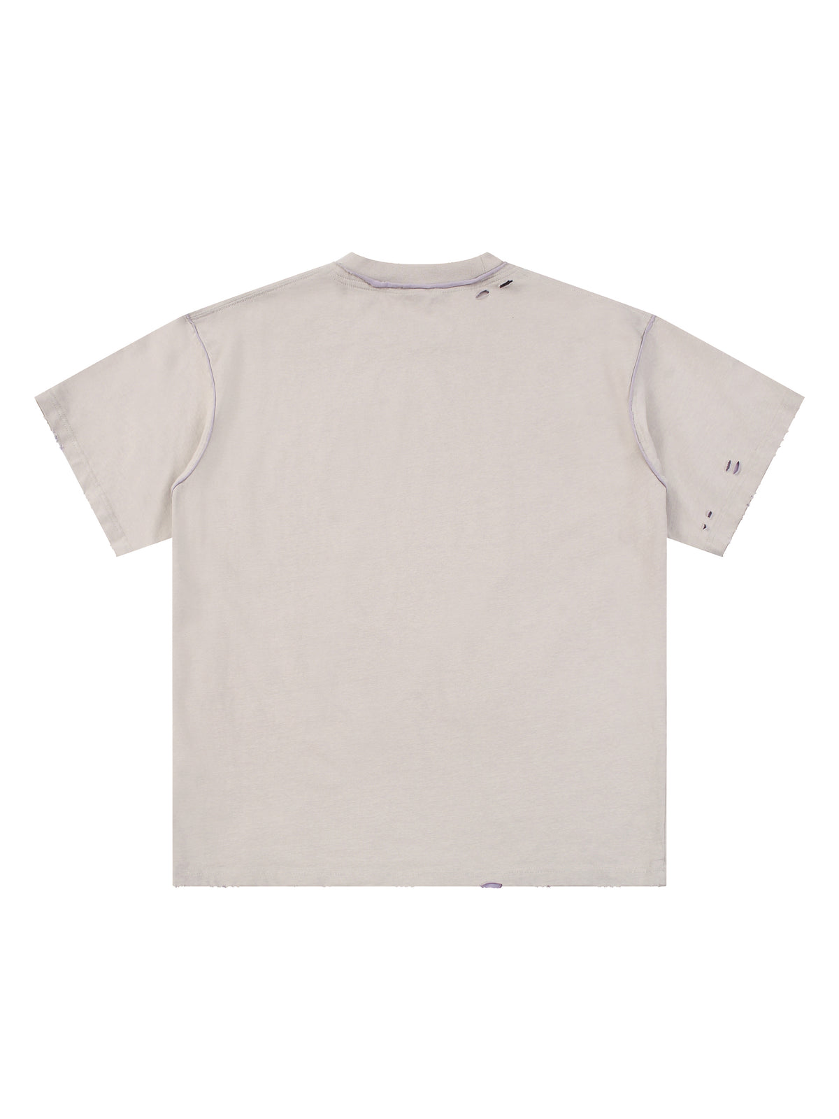 Light Grey with Purple Unisex Hand-Frayed Reversible T-Shirt back view
