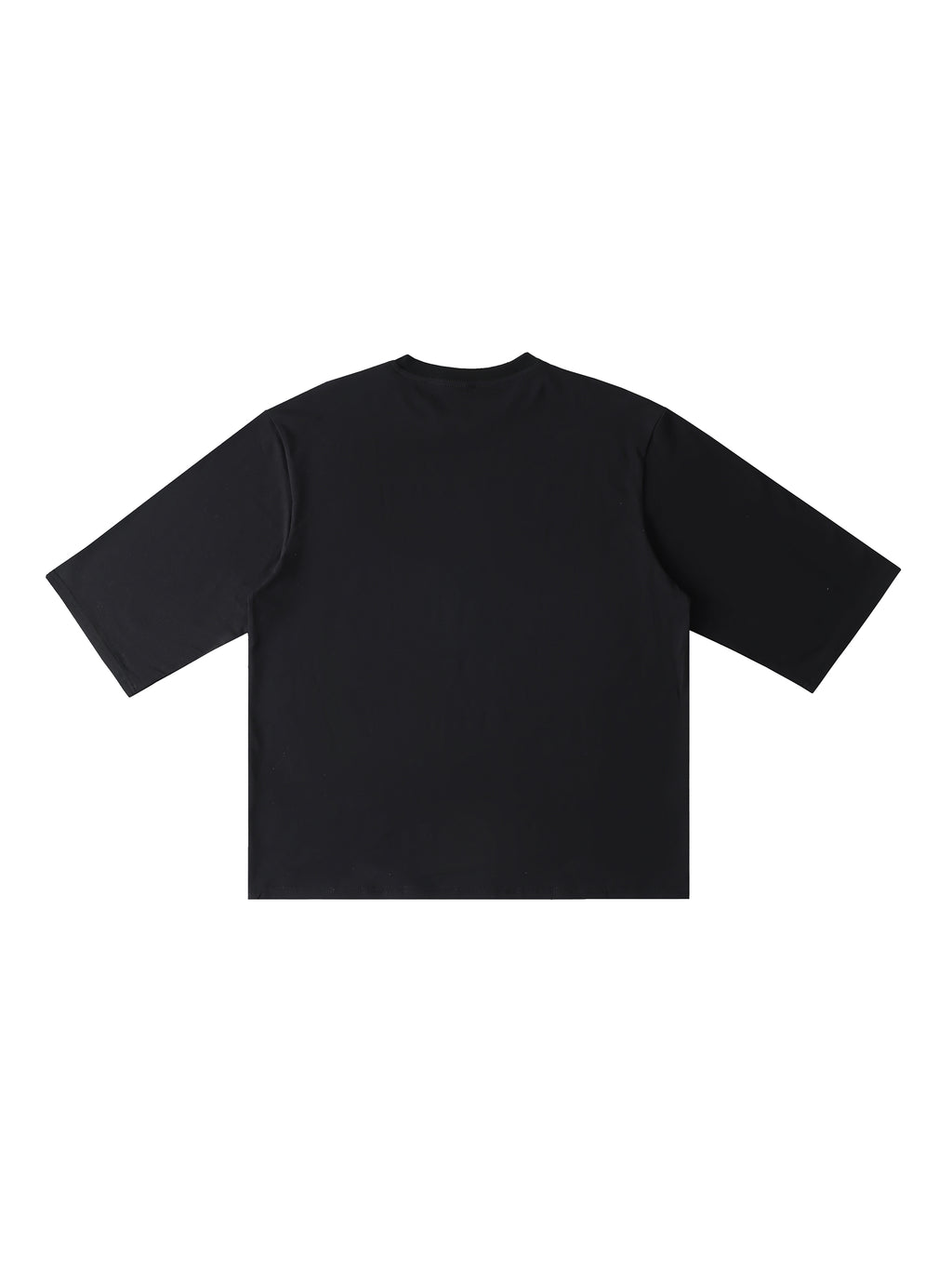 Black Unisex Half-Sleeve Ribbed T-Shirt back view