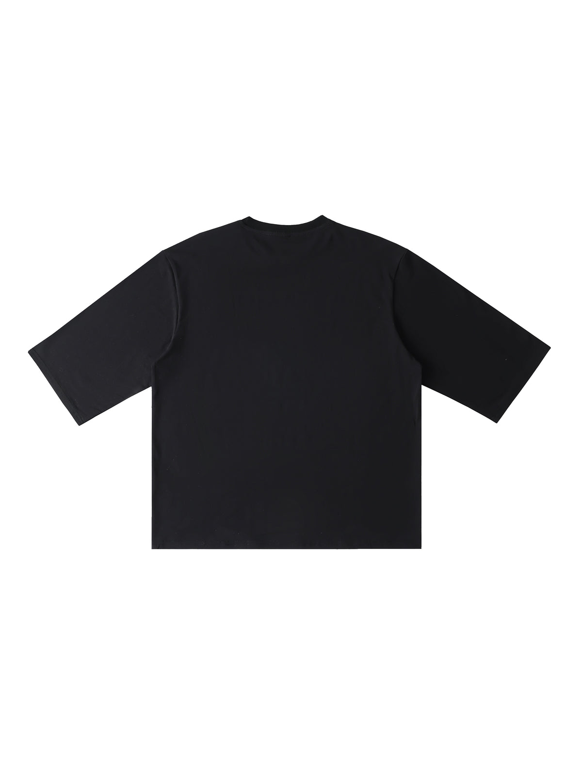 Black Unisex Half-Sleeve Ribbed T-Shirt back view