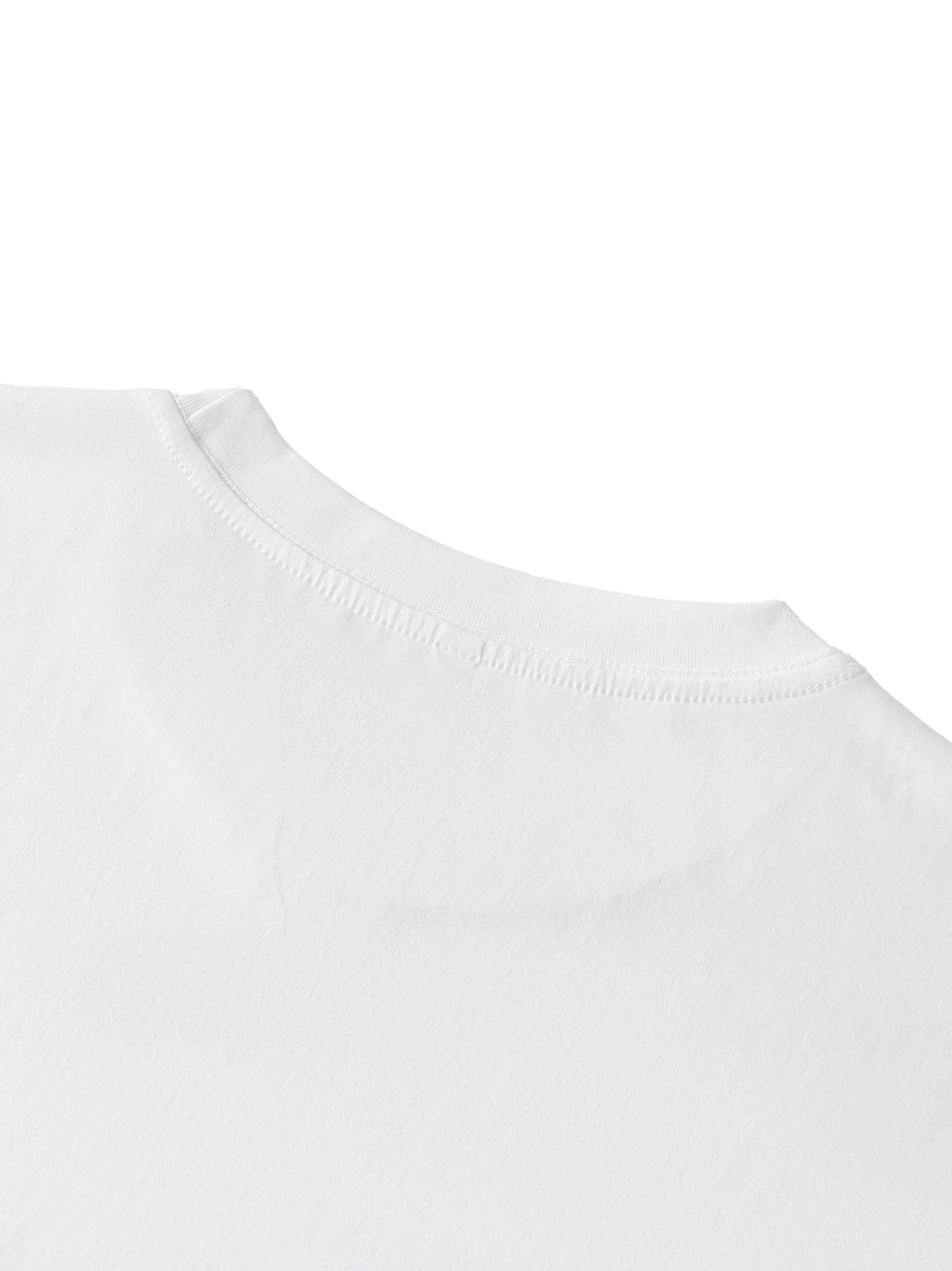 White unisex half-sleeve ribbed T-shirt - back neckline construction detail