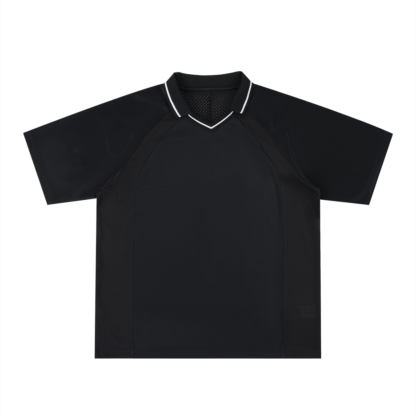 Striped V-Neck Soccer Jersey — Black front