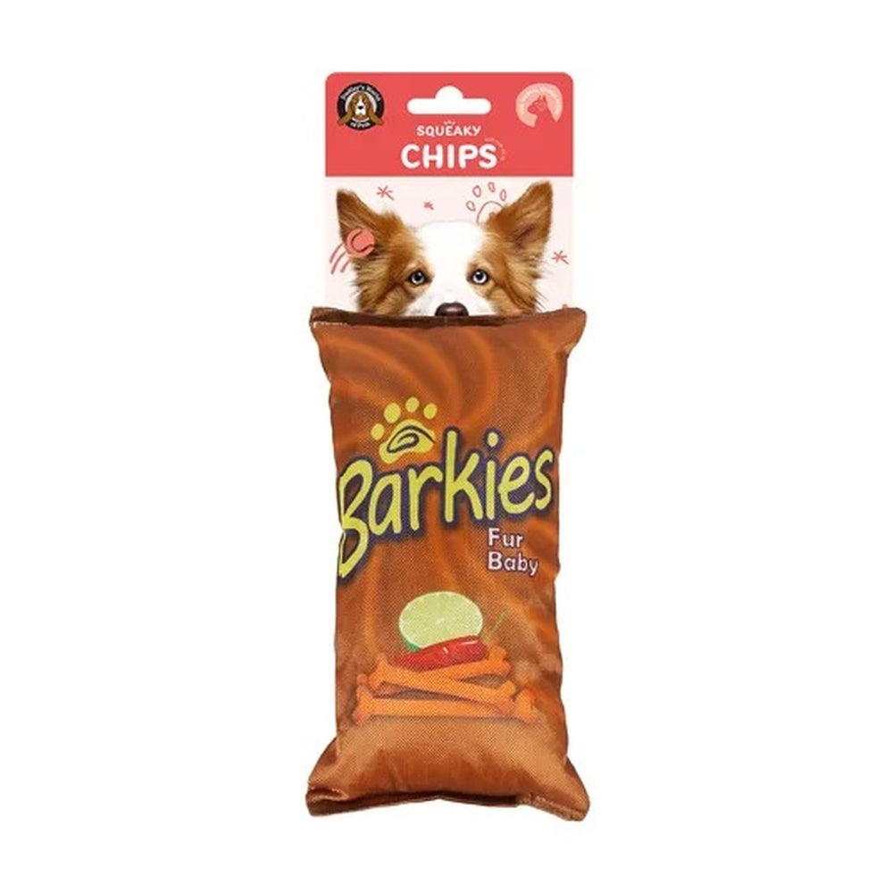 Brown Barkies squeaky and crinkly dog toy