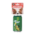 Green soft drink can squeaky dog toy