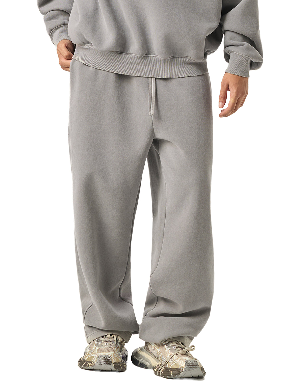 Unisex Frayed Enzyme-Washed Fleece Sweatpants gallery image