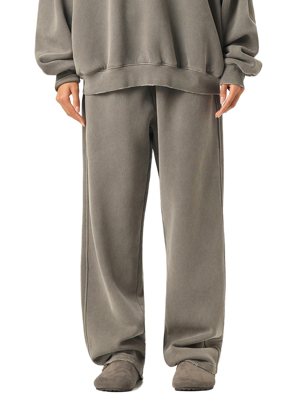 Unisex Frayed Enzyme-Washed Fleece Sweatpants gallery image