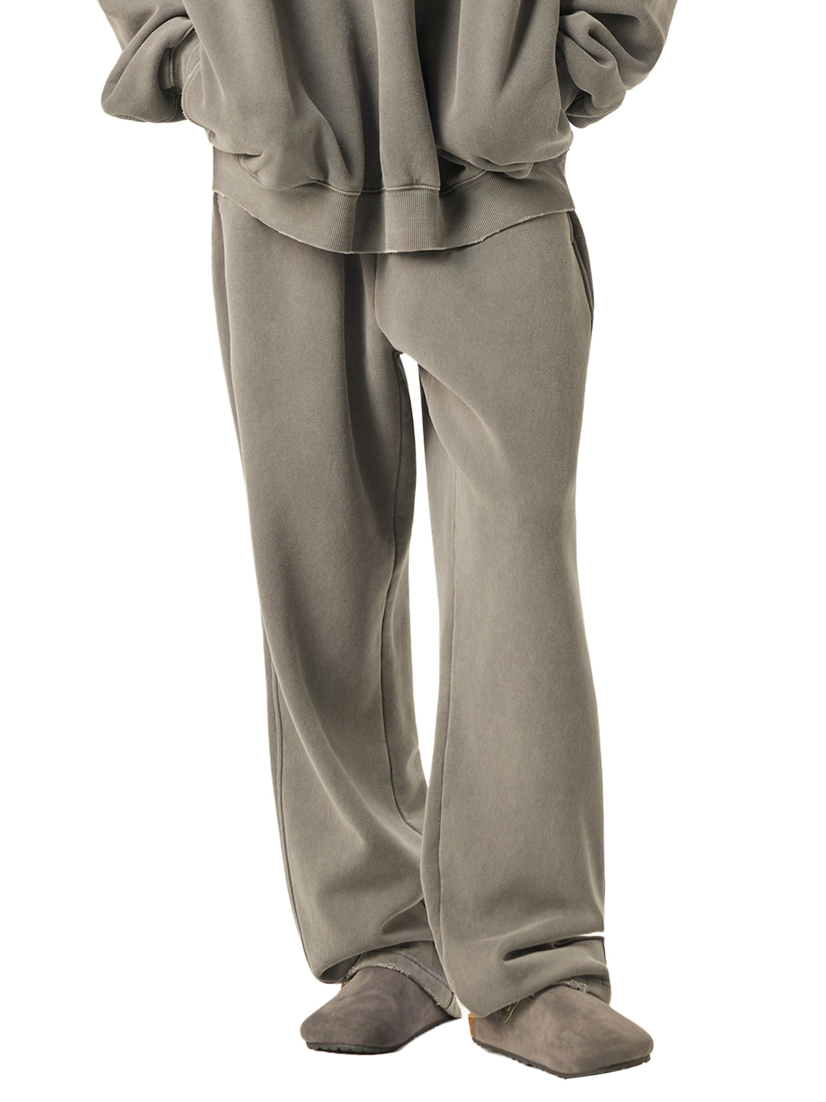 Unisex Frayed Enzyme-Washed Fleece Sweatpants gallery image