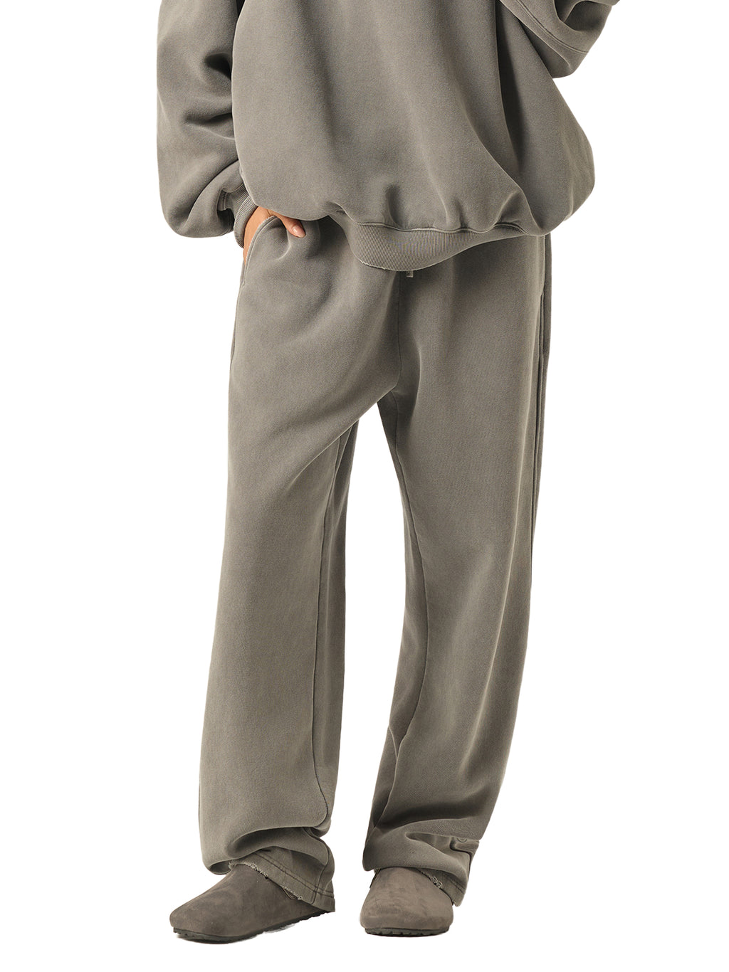 Unisex Frayed Enzyme-Washed Fleece Sweatpants gallery image