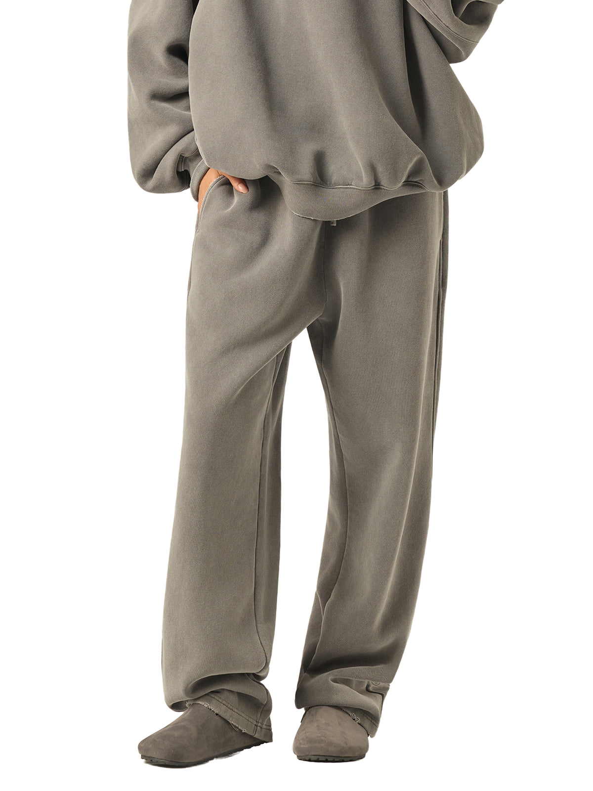Unisex Frayed Enzyme-Washed Fleece Sweatpants gallery image