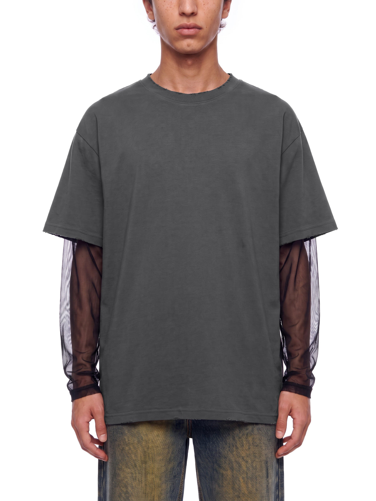Unisex Sunfade Layer T-Shirt dark gray model front view