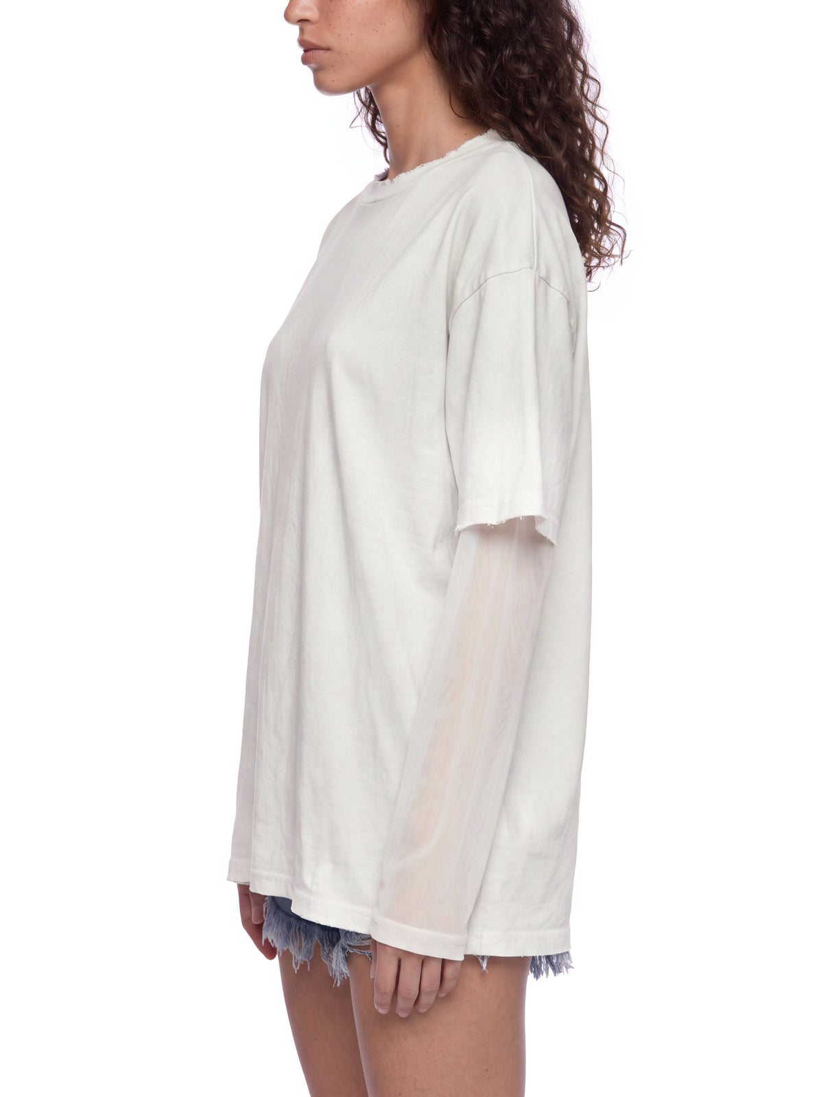 Unisex Sunfade Layer T-Shirt white model side view