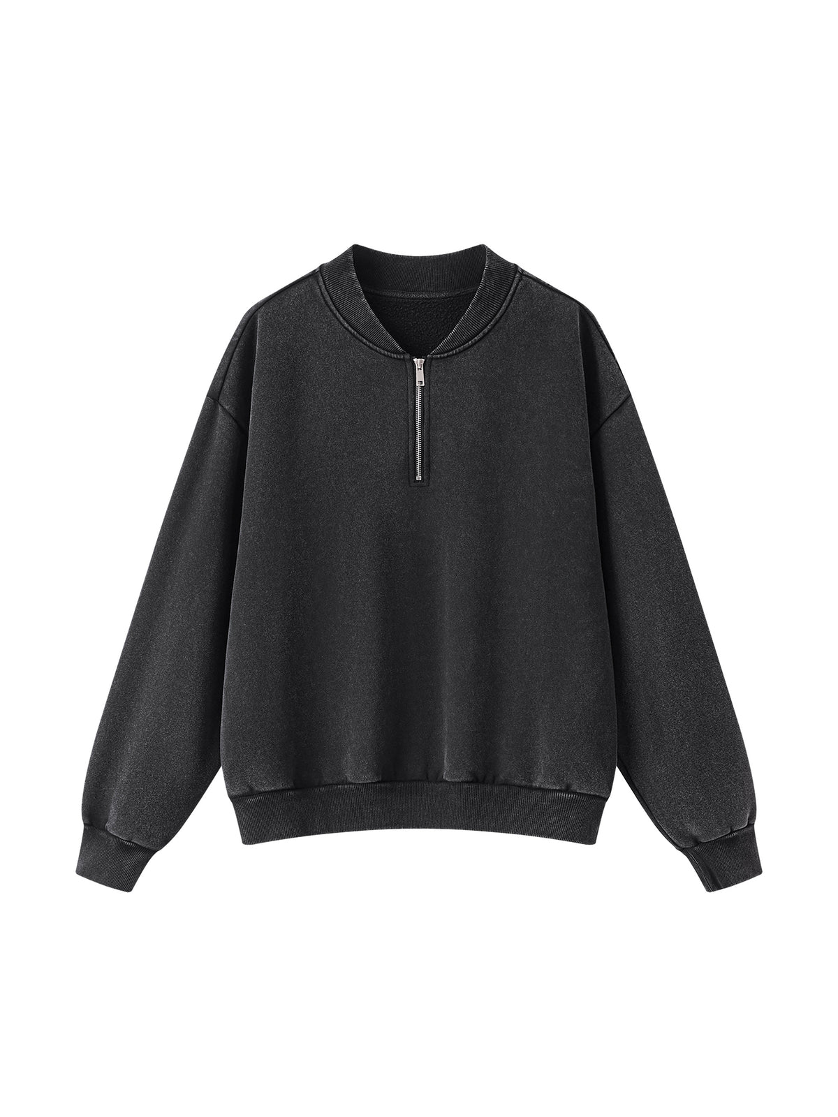 Unisex Vintage Wash Quarter-Zip Sweatshirt black front view