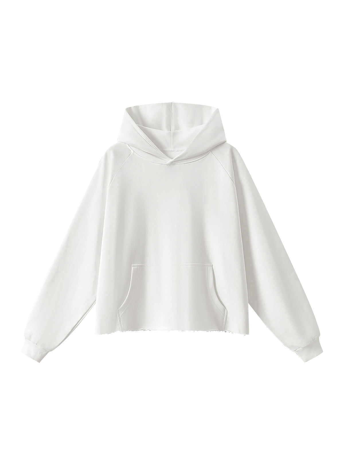 Unisex Vintage Wash Raw Edge Boxy Hoodie white front view