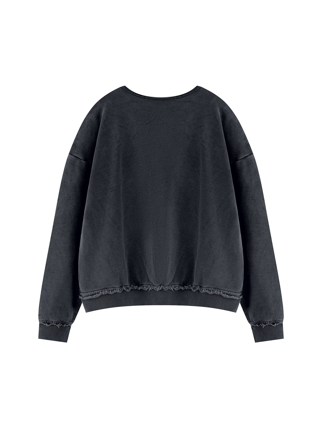 Unisex Raw Edge Crewneck Sweatshirt – Black back