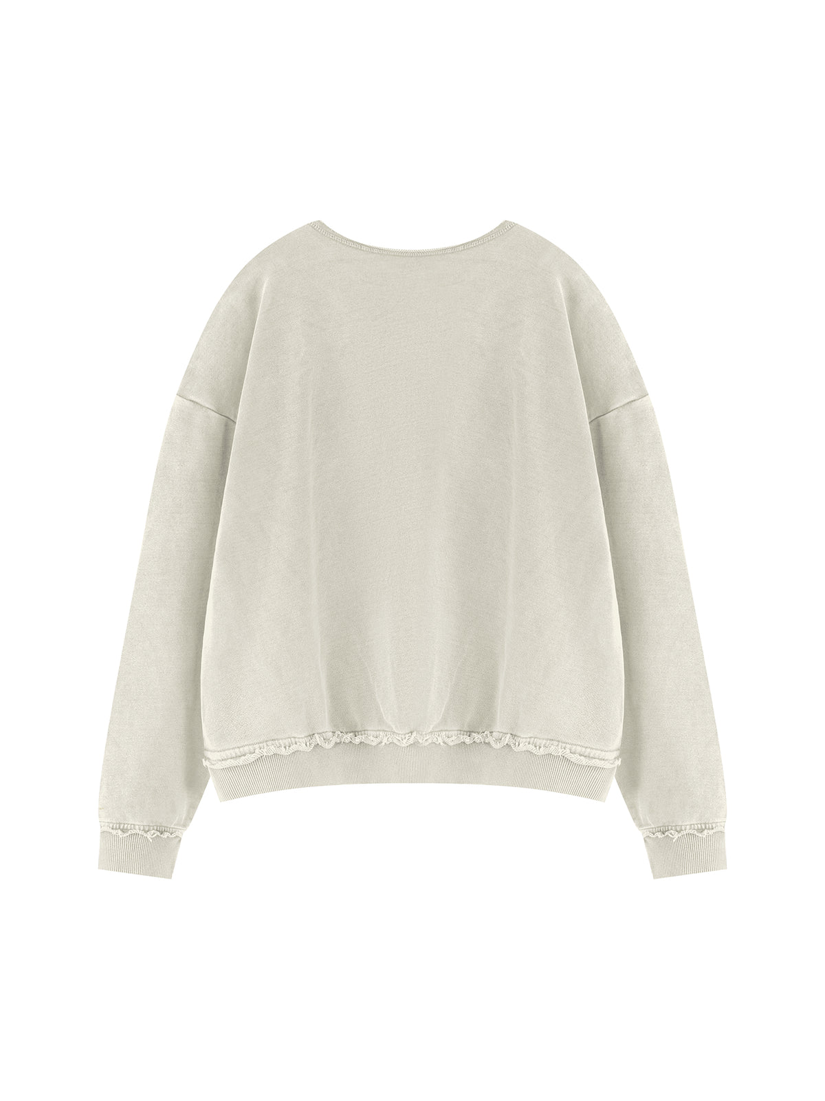 Unisex Raw Edge Crewneck Sweatshirt – Khaki Green back