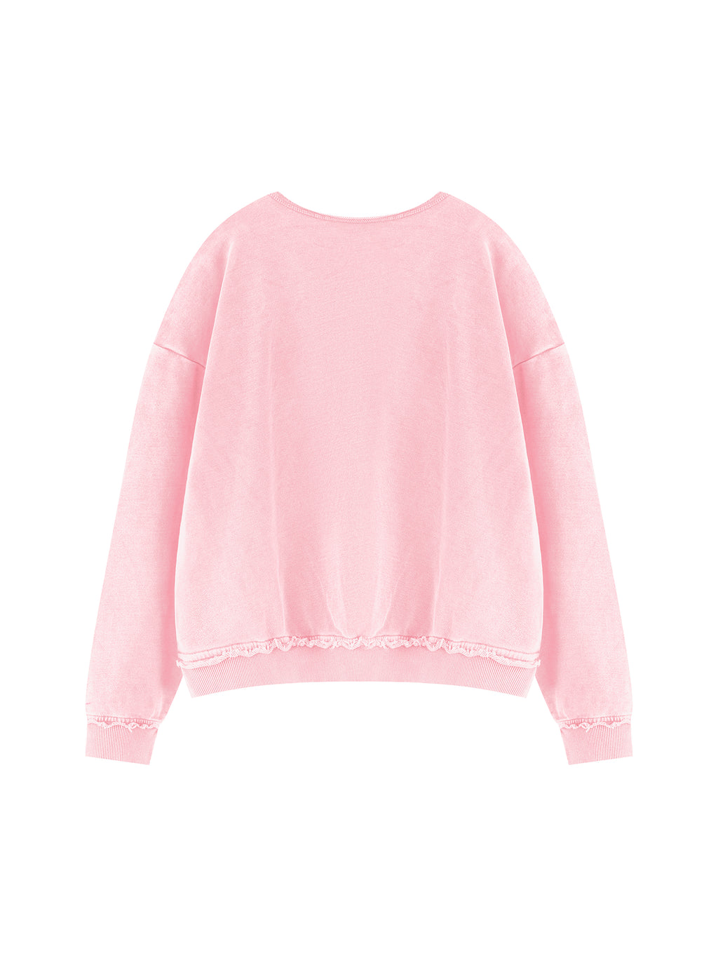 Unisex Raw Edge Crewneck Sweatshirt – Pink back