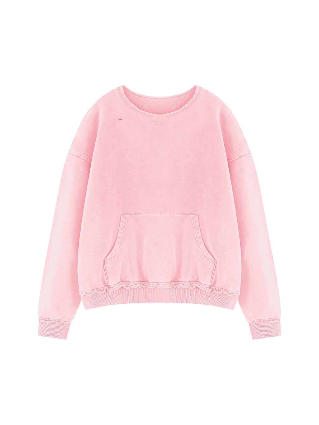 Unisex Raw Edge Crewneck Sweatshirt – Pink front