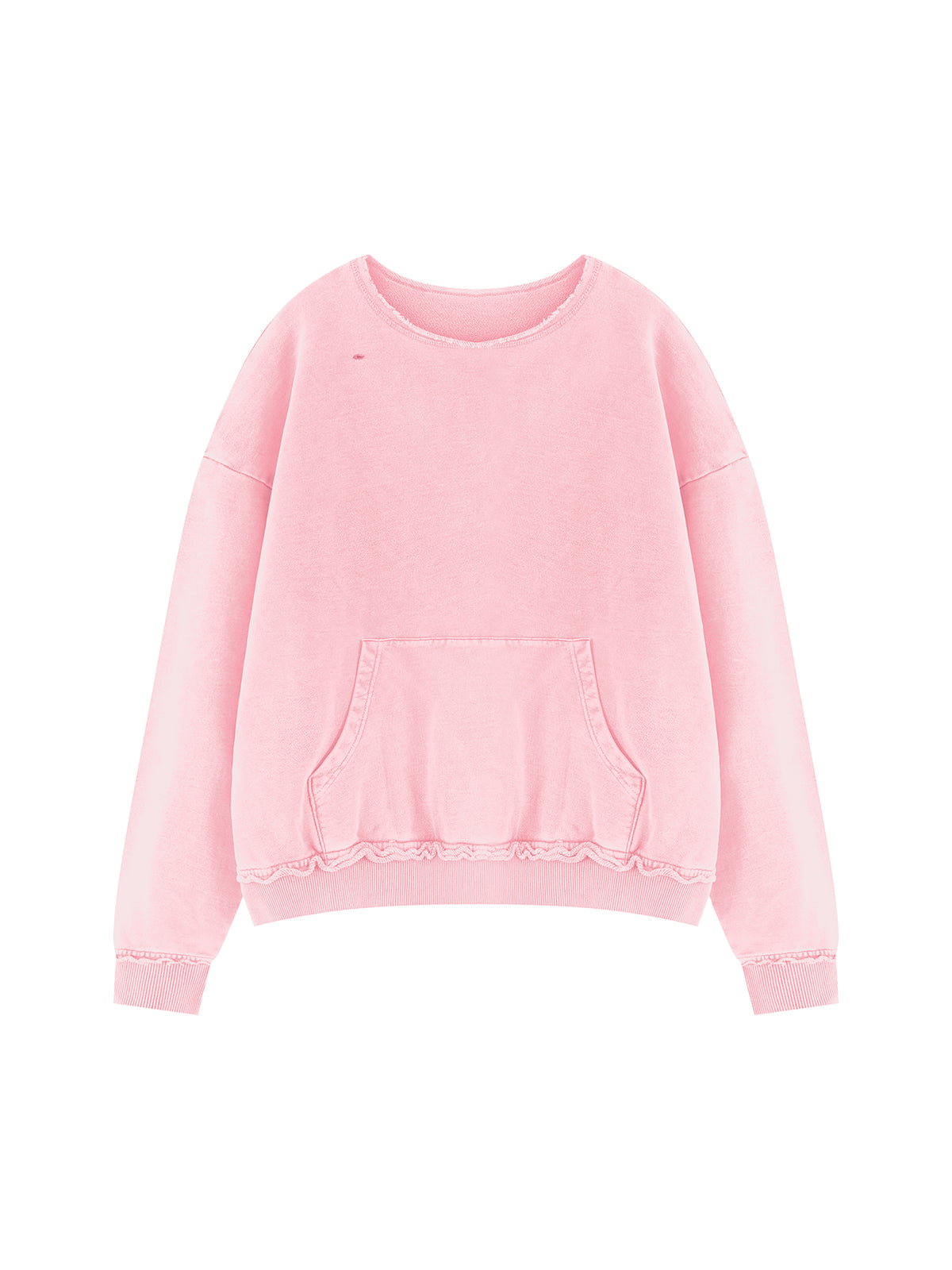 Unisex Raw Edge Crewneck Sweatshirt – Pink front