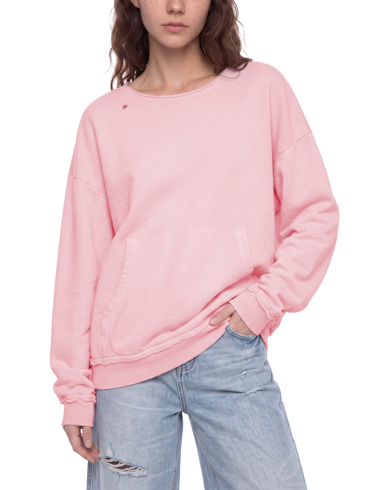 Unisex Raw Edge Crewneck Sweatshirt – model view 10