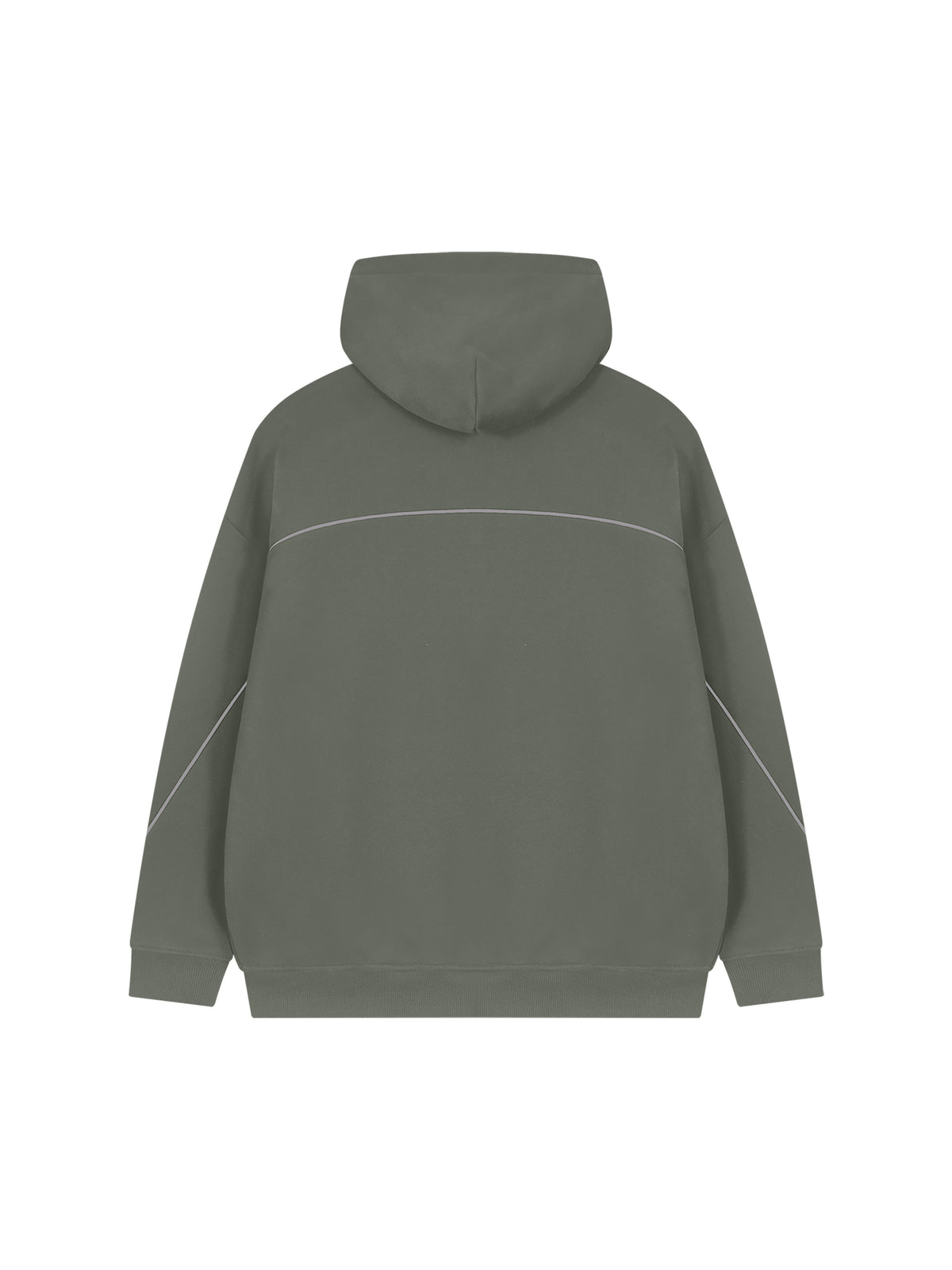 Unisex Oversized Piping Fleece Hoodie – Medium Gray back
